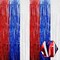 6 Pack White Blue Red Foil Fringe Curtain Backdrop, 3.28Ft x 6.6Ft Metallic Tinsel Foil Fringe Streamer Curtains